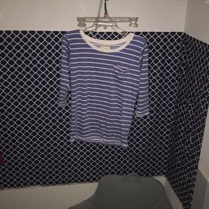 blue and white striped hollister tee